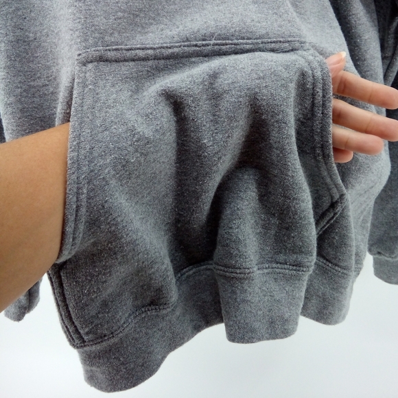 Funhaus Cotton Polyester Gray Hoodie Kangaroo Pocket S Yellow Lettering - Picture 7 of 7